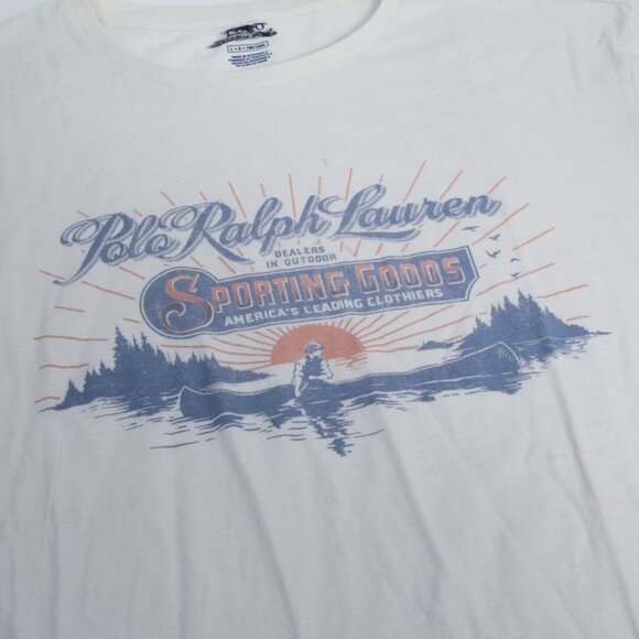 NWOT Polo Ralph Lauren Mens Outdoor Sporting Goods Canoe White Graphic T Shirt L - Picture 5 of 9